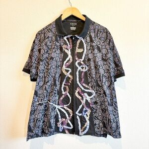 IZOD GOLF Mercerized Cotton Full Zip Polo Large Preppy Old Money Sporty Travel